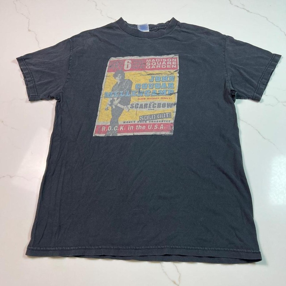 Tennessee River John Cougar Mellencamp T-Shirt Mens Medium Scarecrow Tour Black